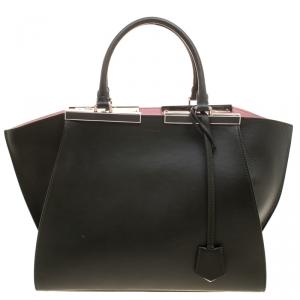Pre Owned Fendi Dark Green Leather 3 Jours Tote
