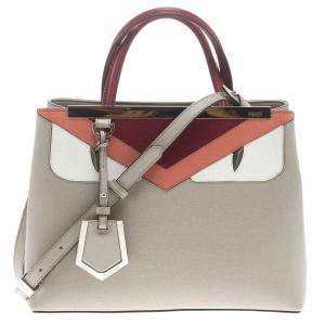 Pre Owned Fendi Grey Multicolor Leather Petite 2Jours Monster Tote