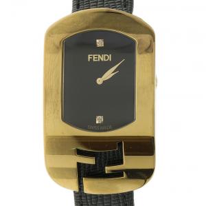 Fendi Black Gold Plated Stainless Steel Chameleon Woman's Wristwatch 18MM