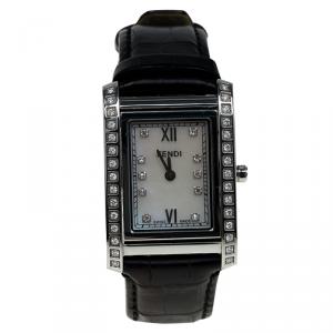 Pre Owned Fendi Mother of Pearl Stainless Steel Diamond Loop Women's Wristwatch 27MM