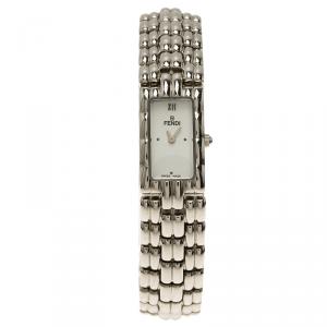 Pre Owned Fendi White Stainless Steel Classic Women's Wristwatch 15MM