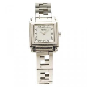 Pre Owned Fendi Silver Stainless Steel Quadro Women's Wristwatch 25MM