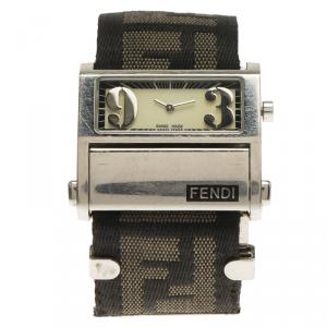 Pre Owned Fendi White Stainless Steel Zip Code Women's Wristwatch 38MM