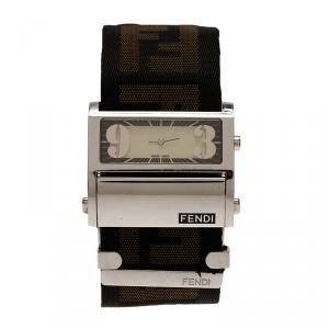 Pre Owned Fendi Cream Stainless Steel Zip Code Women's Wristwatch 40MM
