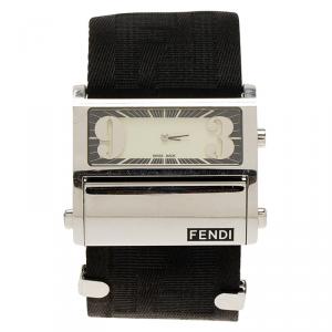 Fendi Cream Stainless Steel Zip Code Women's Wristwatch 44MM