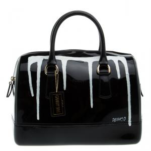 Pre Owned Furla Black PVC Limited Edition Painting Candy Satchel