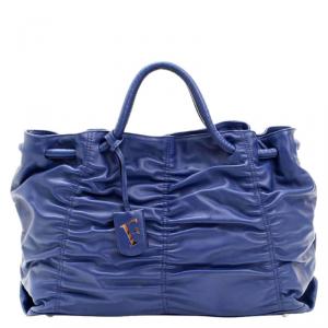 Pre Owned Furla Blue Leather Carmen Gather Tote