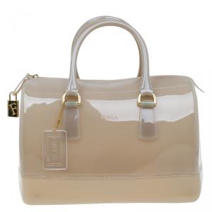 Pre Owned Furla Grey Glossy Rubber Candy Satchel