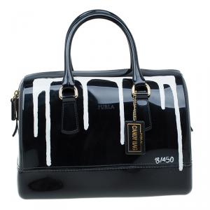 Pre Owned Furla Onyx Glossy Rubber Limited Edition Painting Candy Satchel