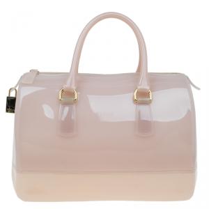 Pre Owned Furla Nude Glossy Rubber Candy Satchel