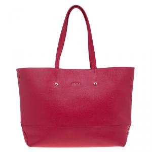 Pre Owned Furla Red Leather Melissa Shopping Tote