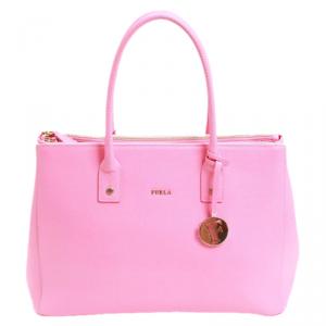 Pre Owned Furla Pink Leather Linda Tote