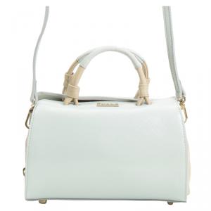 Pre Owned Furla Light Blue Leather Small Top Handle Crossbody Bag