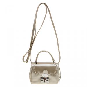 Pre Owned Furla Beige Patent Leather Mini Crossbody Bag