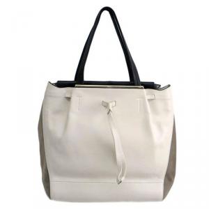 Pre Owned Furla Black/White Leather and Suede Twist Tote