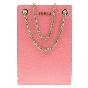 Pre Owned Furla Pink Leather Babylon Phone Bag