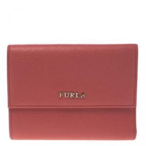 Pre Owned Furla Pink Leather Babylon Trifold Wallet