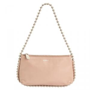 Pre Owned Furla Beige Leather Ball Chain Shoulder Bag