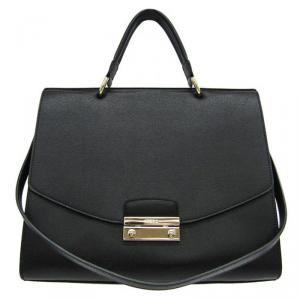 Pre Owned Furla Onyx Calf Leather Julia Top Handle Bag