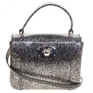 Pre Owned Furla Glossy Black Glitter Mini Candy Crossbody Bag
