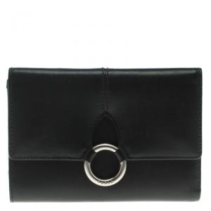 Pre Owned Furla Black Leather Tri Fold Wallet