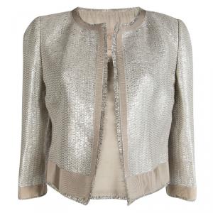 Giambattista Valli Silver Lurex Knit Boucle Jacket M