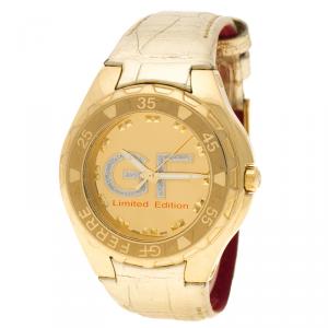 Gianfranco Ferre Gold Tone Stainless Steel 9040J Limited Edition Diamond Unisex Wristwatch 44MM