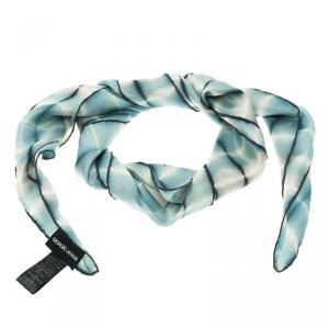 مملوكة مسبقًا Giorgio Armani Blue Digital Printed Silk Square Scarf