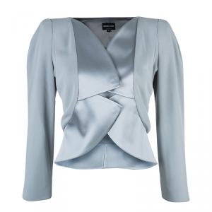 Pre Owned Giorgio Armani Grey Structured Lapel Blazer M