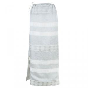 Giorgio Armani White Gray Organza Maxi Skirt S