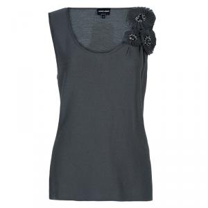 Giorgio Armani Grey Cashmere Sleeveless Top L