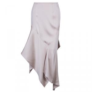 Pre Owned Giorgio Armani Ivory Silk Bias Cut Skirt L