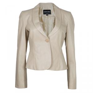 Giorgio Armani Beige Leather Blazer M