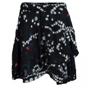 Giorgio Armani Black Embroidered Asymmetric Layered Skirt M