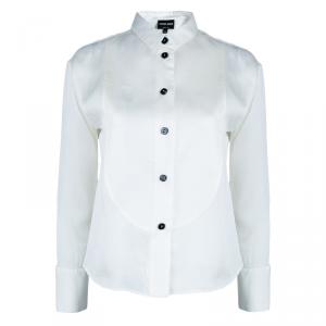 Pre Owned Giorgio Armani White Silk Shirt M