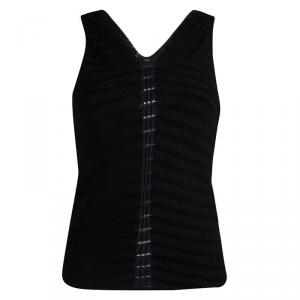 Giorgio Armani Black Sleeveless Knit V- Neck Top M