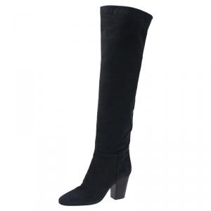 Pre Owned Giuseppe Zanotti Black Leather Tall Boots Size 40