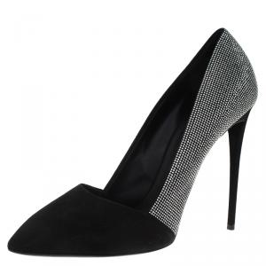 Pre Owned Giuseppe Zanotti Black Studded Suede Pointed Pumps Size 41