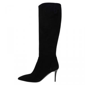 Pre Owned Giuseppe Zanotti Black Suede Knee Boots Size 37