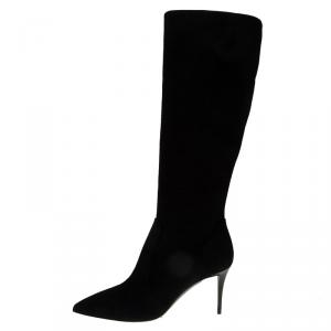 Pre Owned Giuseppe Zanotti Black Suede Knee Boots Size 38