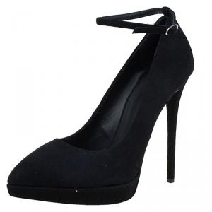Pre Owned Giuseppe Zanotti Black Suede Ankle Strap Platform Pumps Size 41