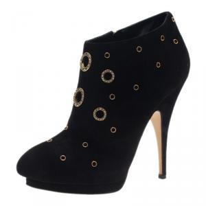 Pre Owned Giuseppe Zanotti Black Suede Booties Size 42