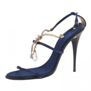 Pre Owned Giuseppe Zanotti Navy Blue Sandals Size 39