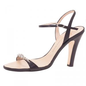 Pre Owned Giuseppe Zanotti Grey Jeweled Suede Sandals Size 38.5