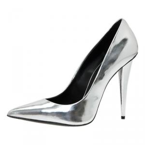 Pre Owned Giuseppe Zanotti Metallic Silver Pointed Toe Pumps Size 40 