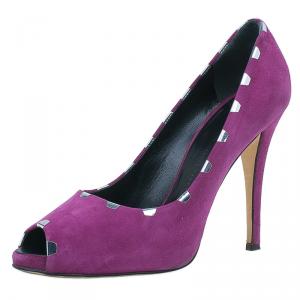 Pre Owned Giuseppe Zanotti Pink Suede Peep Toe Pumps Size 40