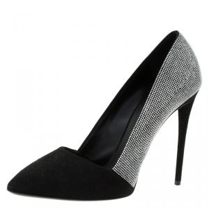 Pre Owned Giuseppe Zanotti Black Suede Studded Pointed Pumps Size 38
