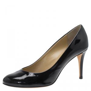 Pre Owned Giuseppe Zanotti Black Patent Round Toe Pumps Size 40