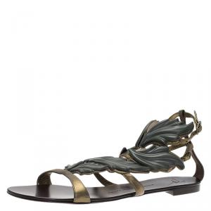 Pre Owned Giuseppe Zanotti Two Tone Leather Cruel Gladiator Flat Sandals Size 41