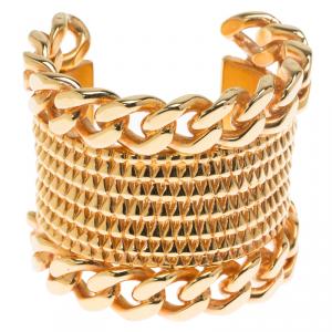 Givenchy Armadillo Gold Tone Cuff Bracelet Size 17 cm